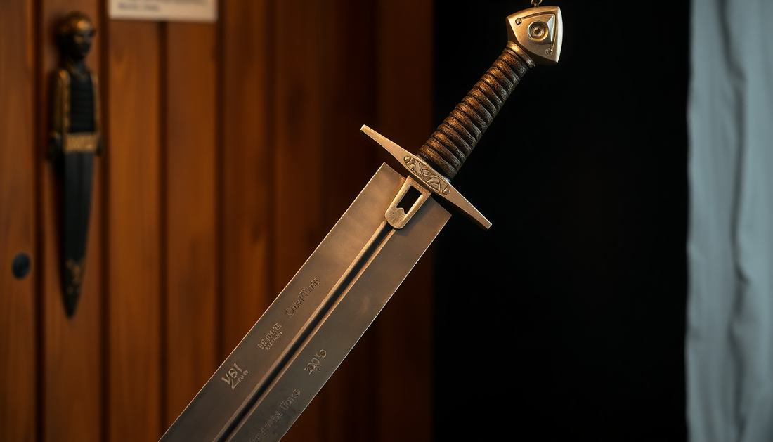 Close-up of a hand-forged sword blade and handle for hand-forged vs decorative swords comparison