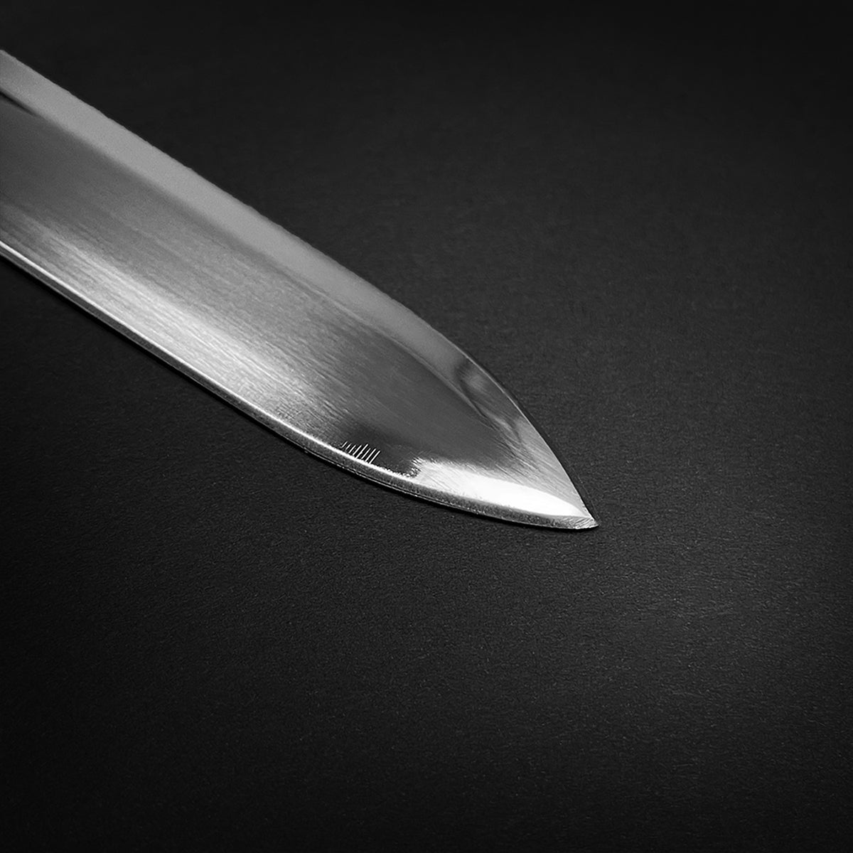 Chivalry one-hand medieval sword blade tip showing fine craftsmanship and polished finish