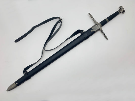 Knight's Collection collectible medieval sword with detailed hilt and leather scabbard for display