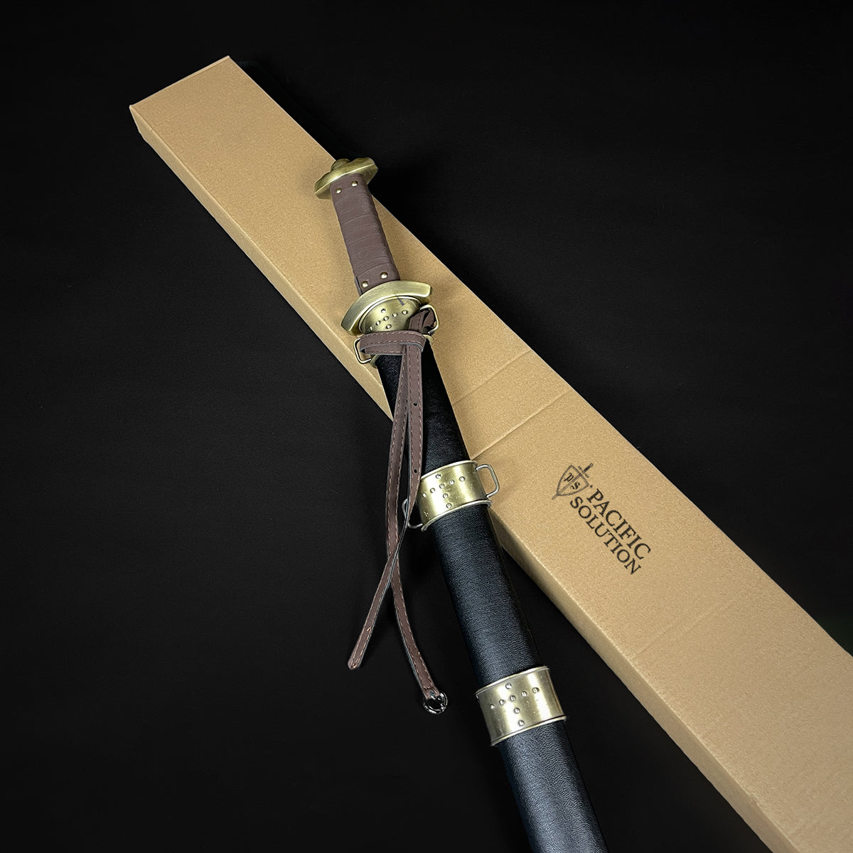 Knights Collection Godfrid the Battle-Born Viking Sword with leather-wrapped hilt and brass accents