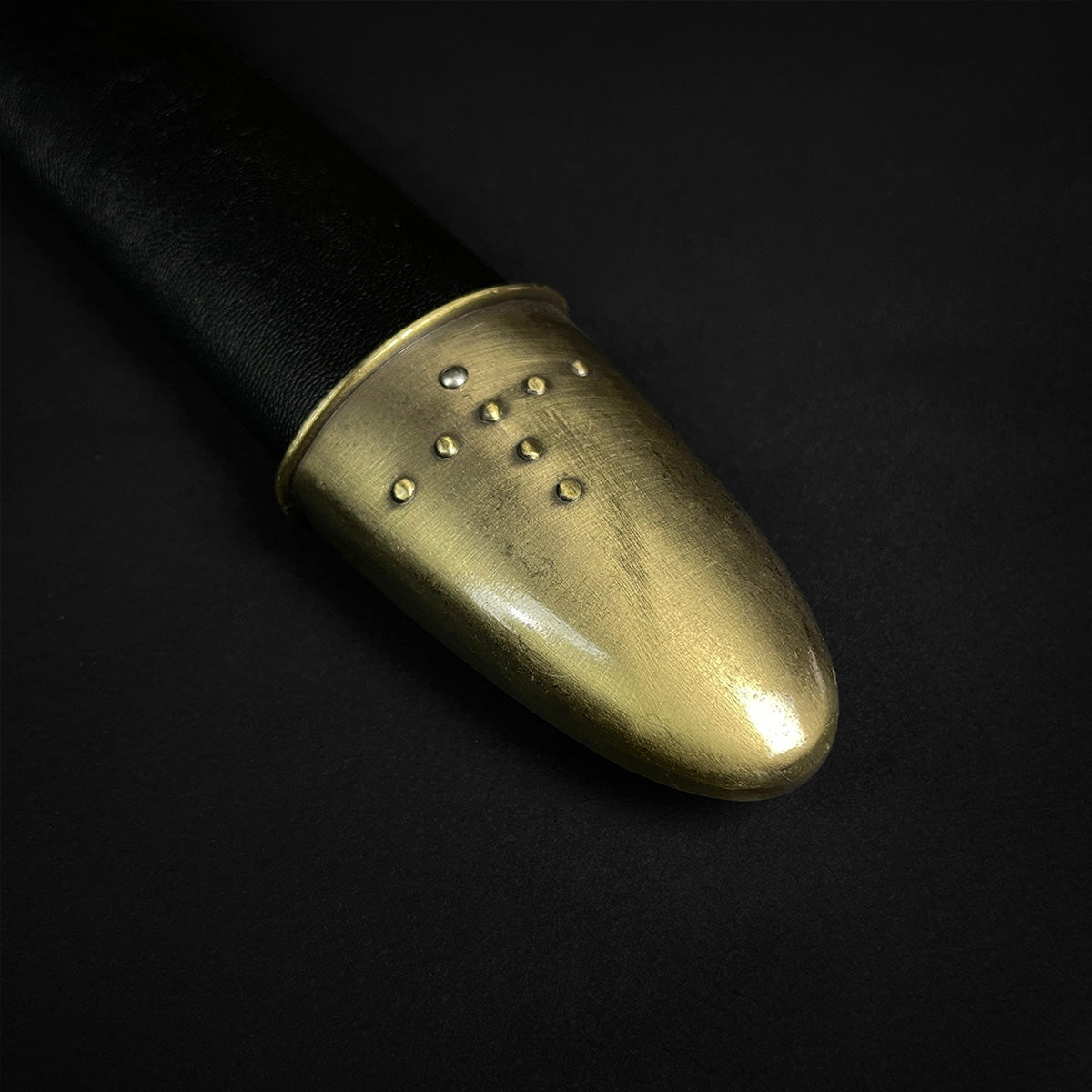 Knights Collection Godfrid the Battle-Born Viking Sword with a detailed brass hilt and leather grip