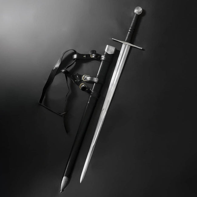 Knight's Collection Guardian of Eldwyn Medieval Sword with Hand-Forged Blade and Leather Scabbard