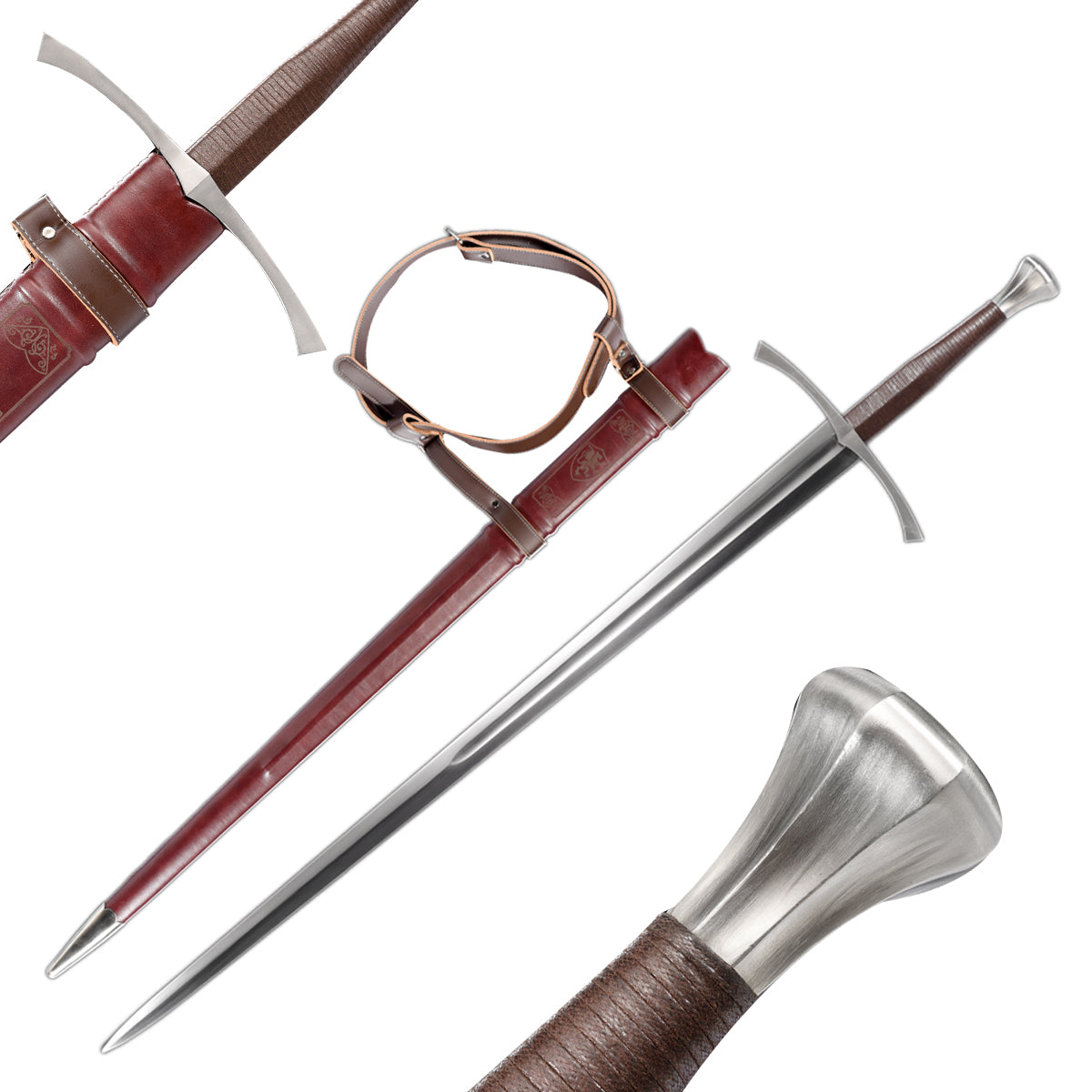 Knight's Collection Hand-Crafted Medieval Sword with detailed guard and polished blade