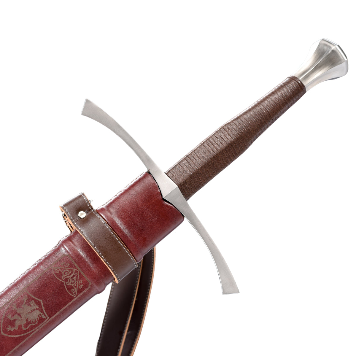 Knight's Collection Hand-Crafted Medieval Sword with intricate design and leather-wrapped handle