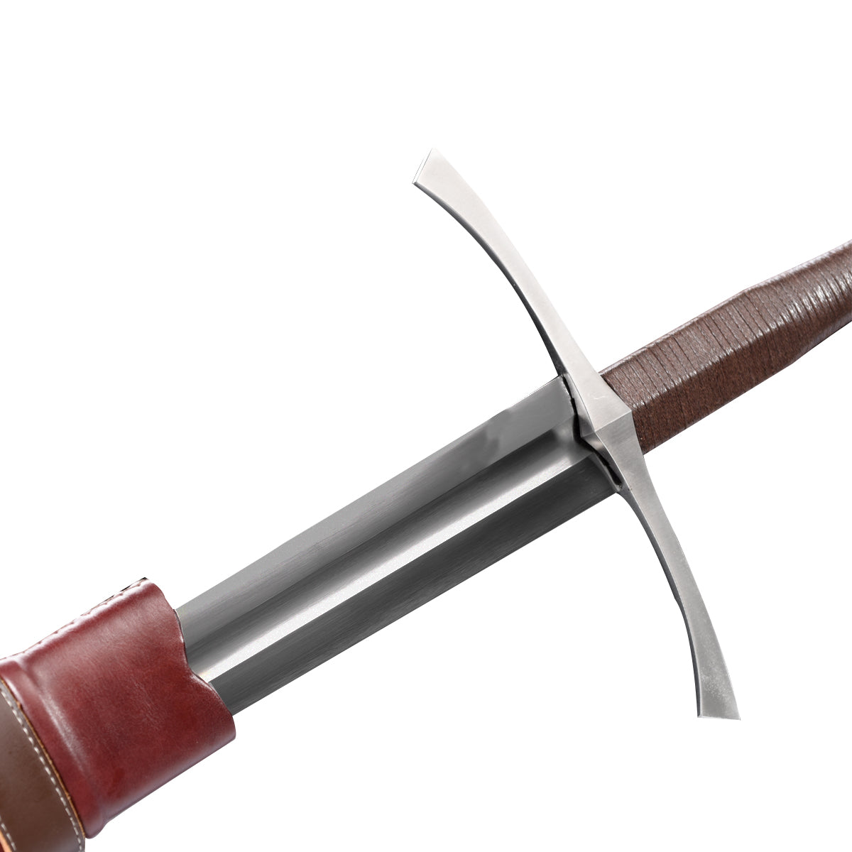 Knight's Collection Hand-Crafted Medieval Sword showcasing intricate hand-forged details and leather-wrapped handle