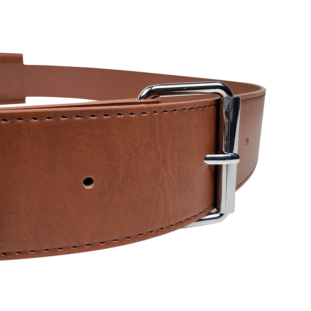 Brown leather medieval sword belt with silver buckle from Knight Collections