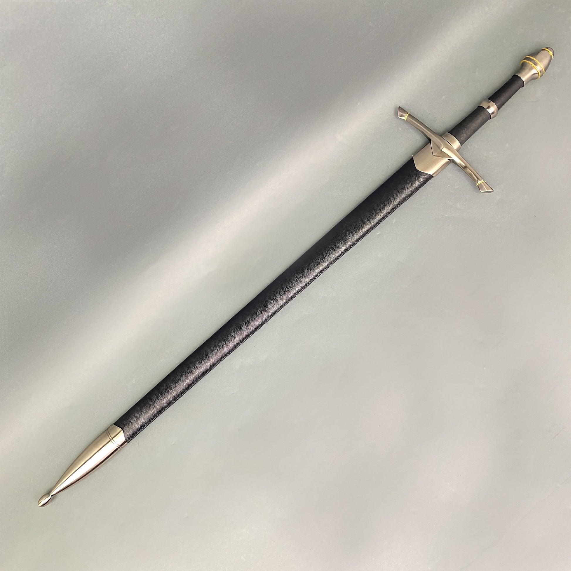 One-Hand Knight Medieval Sword with a polished blade and decorative hilt from Knight's Collection