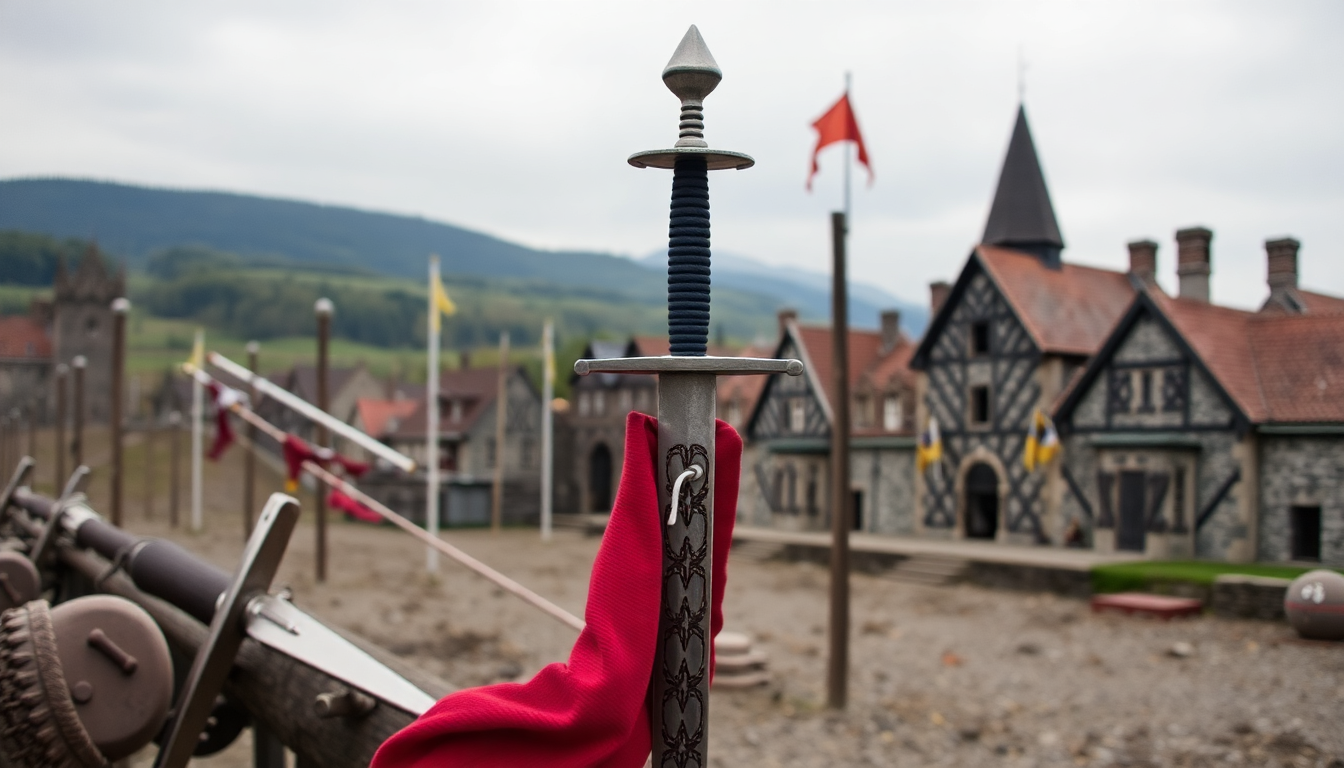 A medieval sword displayed prominently in a historical setting, showcasing The Role of Swords in Medieval History