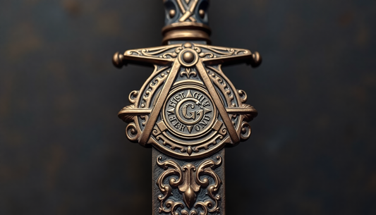 An ornate masonic sword with a seal of solomon engravings