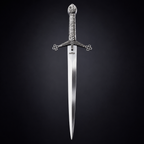 Ornate silver medieval dagger on black | Knight's Collection