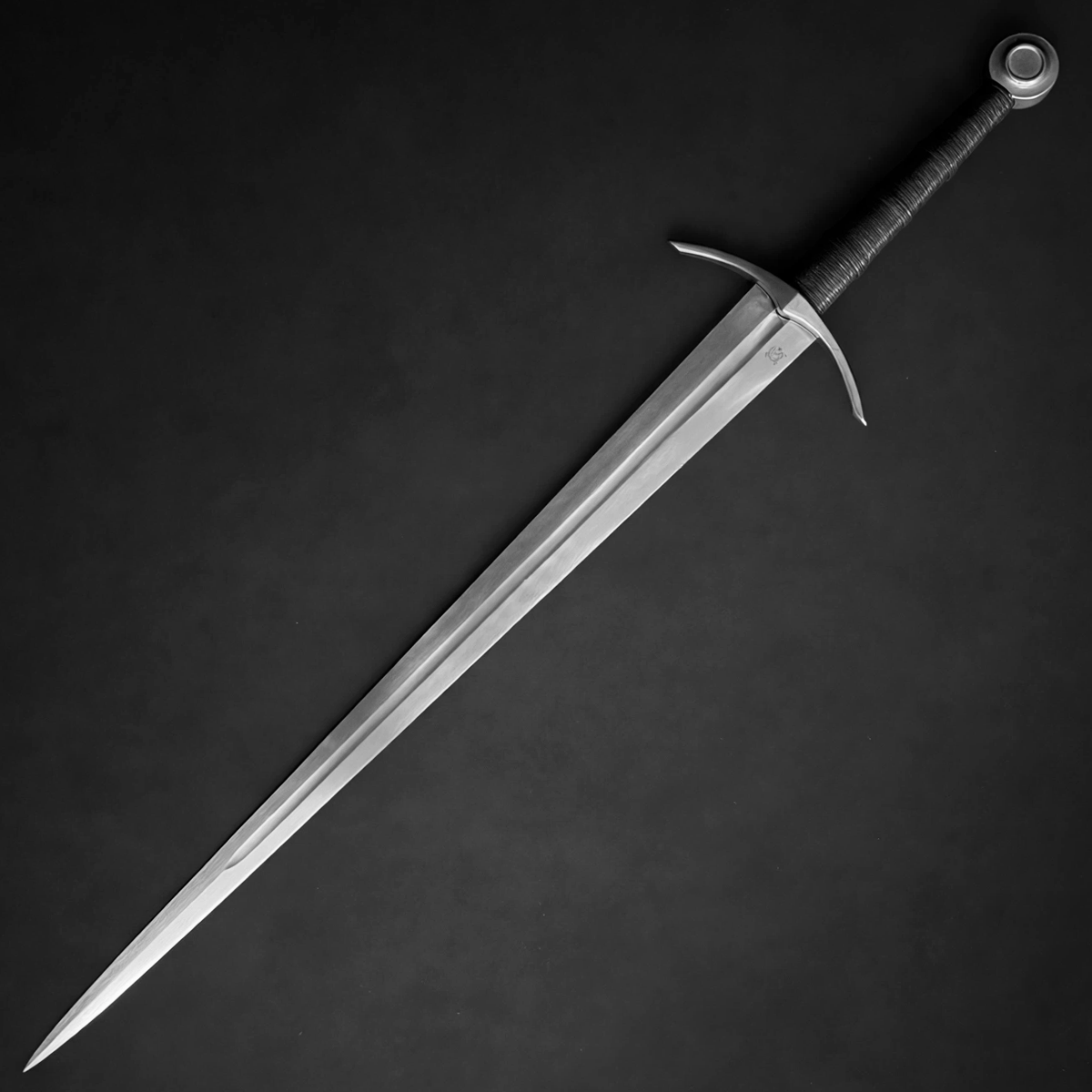 The Ashen Measure 37.8-inch hand-forged medieval sword with 1060 high carbon steel blade and leather scabbard