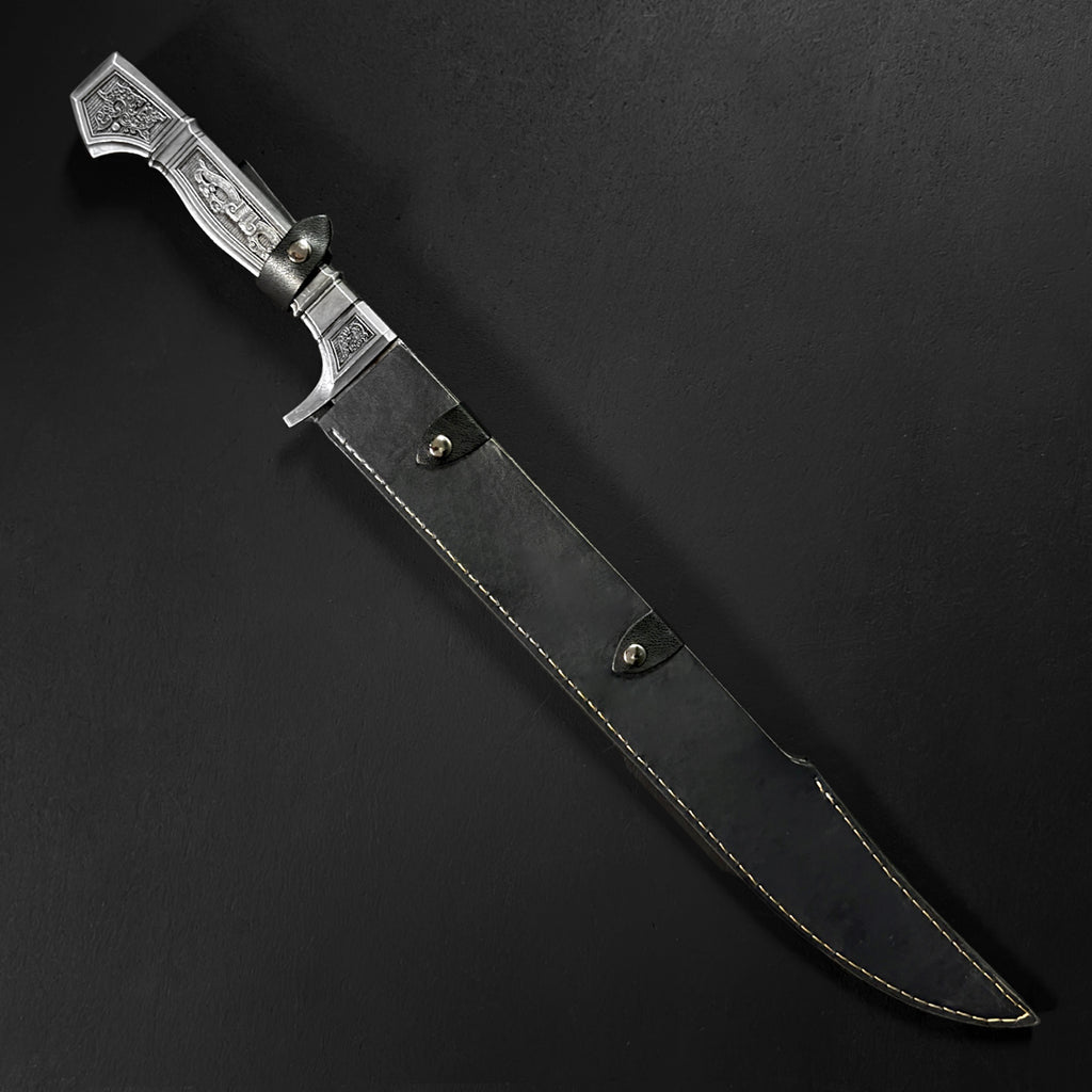 Ornate tactical machete in black sheath | Knight's Collection