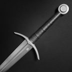 Hand-forged 1060 steel bastard sword with black scabbard