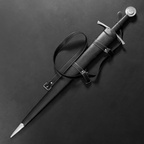 The Ashen Measure 37.8-inch hand-forged medieval sword with 1060 high carbon steel blade and leather scabbard