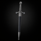 need 6 word image alt textOrnamental Scottish dagger inside black scabbard | Knight's Collection