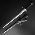 Knight's Collection hand-forged 1060 steel medieval bastard sword with scabbard
