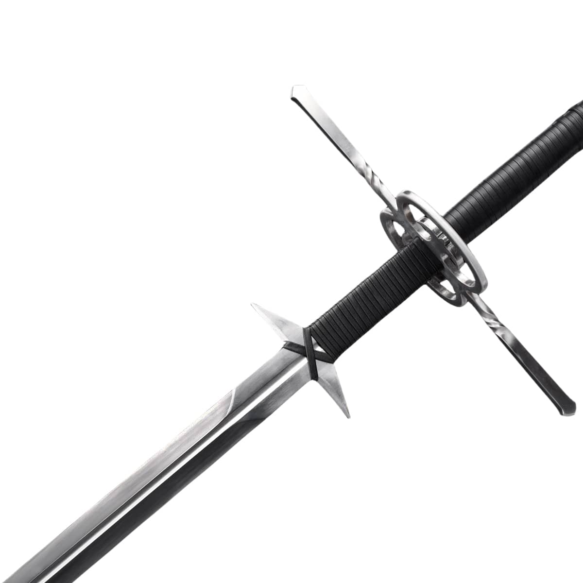 66.14" Hand-Forged 1060 Steel Medieval Sword with a detailed grip and guard design