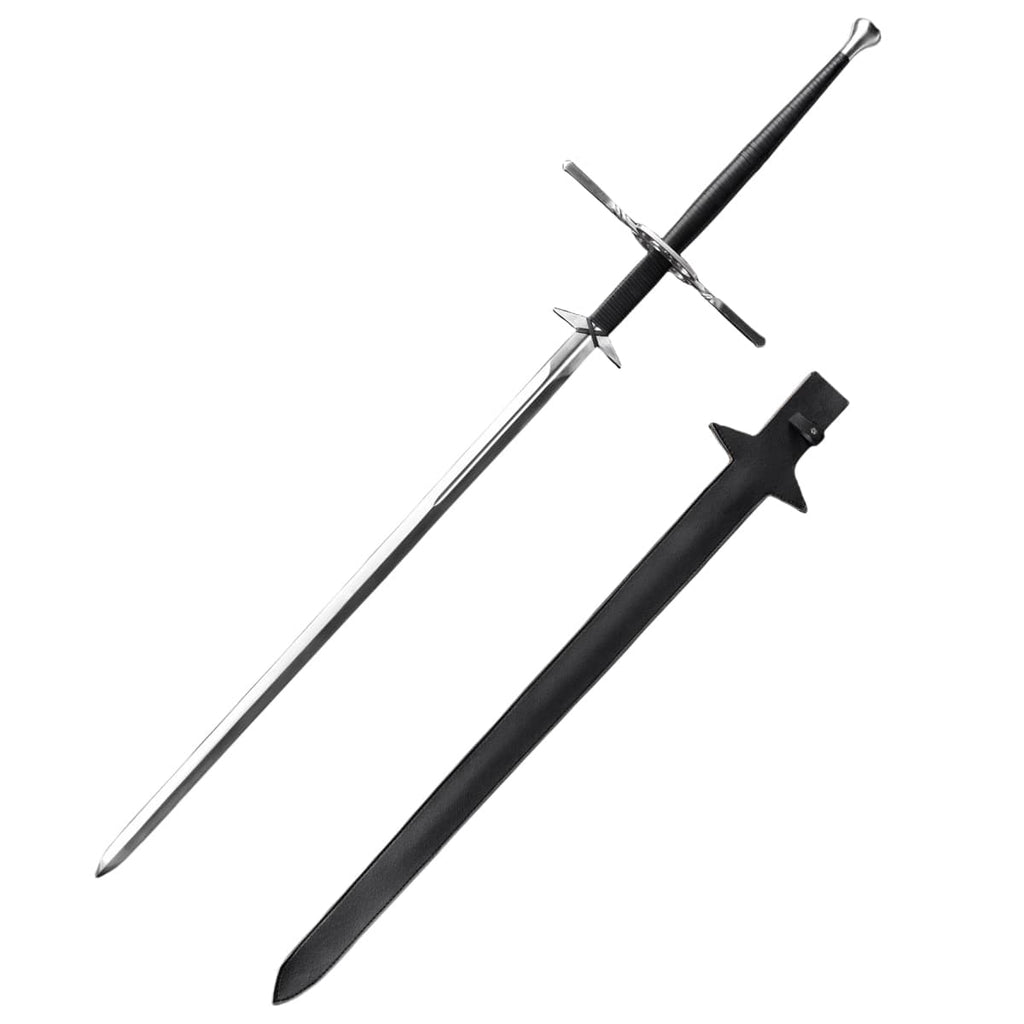 66.14" Hand-Forged 1060 Steel Medieval Sword with a sleek blade and detailed hilt design