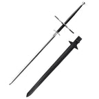 66.14" Hand-Forged 1060 Steel Medieval Sword with a sleek blade and detailed hilt design