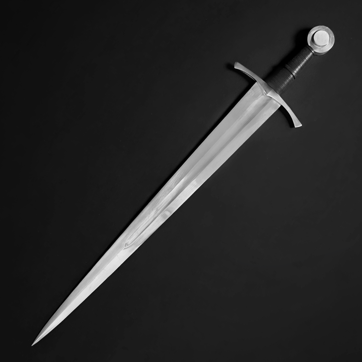 The Ashen Measure 37.8-inch hand-forged medieval sword with 1060 high carbon steel blade and leather scabbard