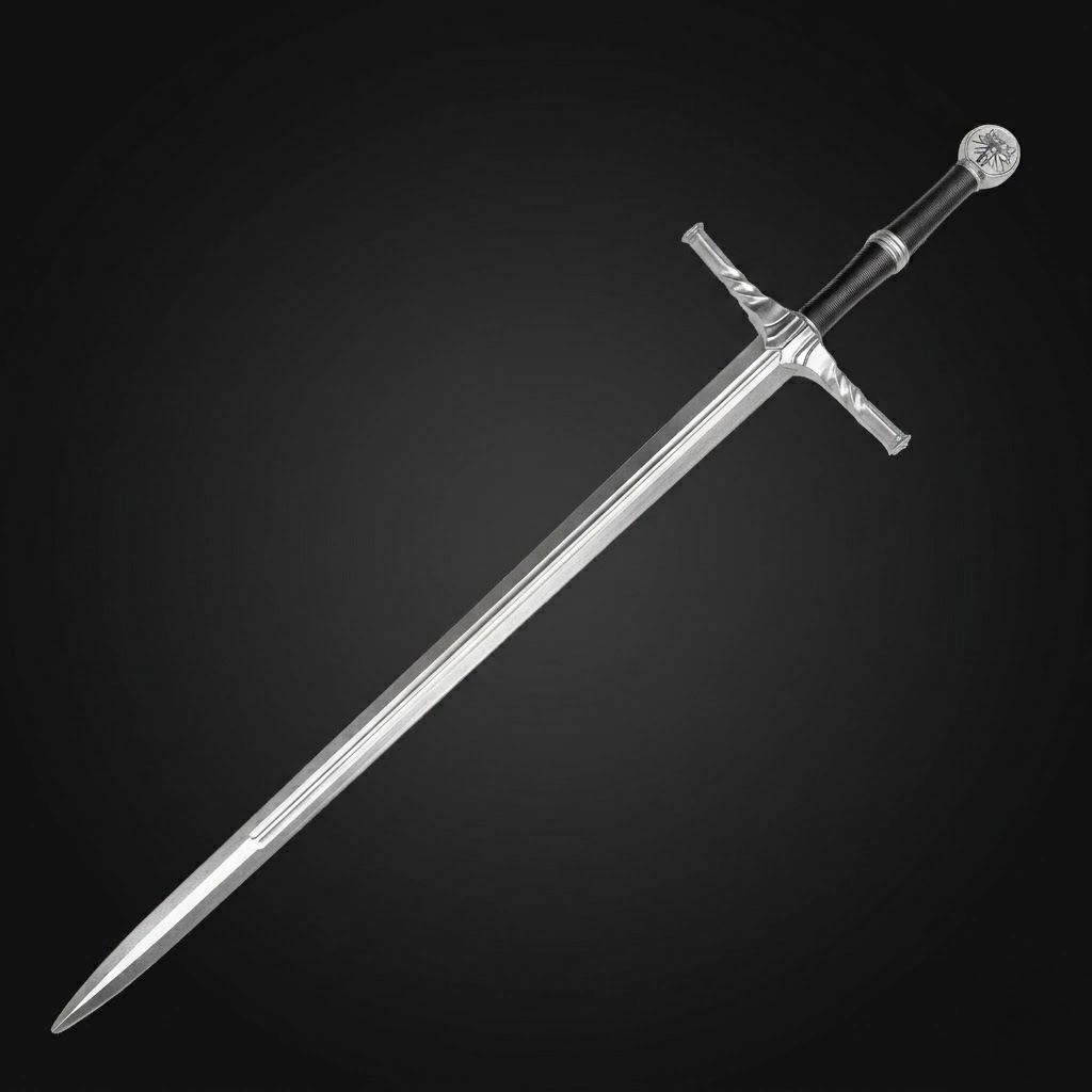 Silver fantasy sword with black handle | Knight's Collection