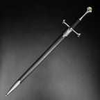 Hand‑forged 42 1/4" medieval one‑hand sword with king’s crest design — Knight’s Collection