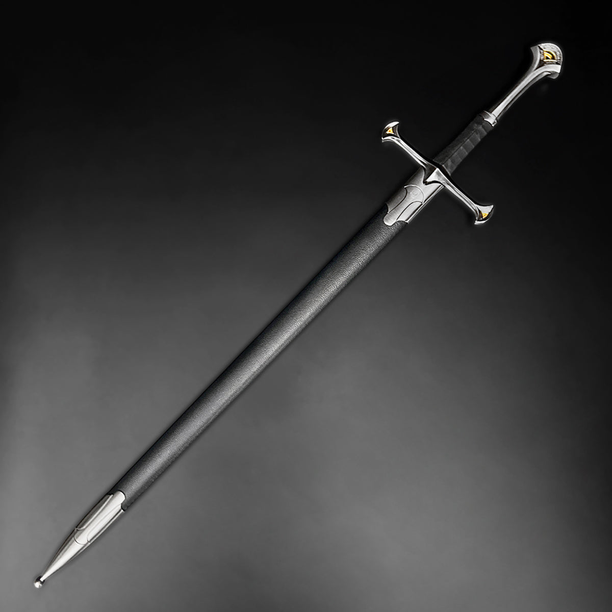 Hand‑forged 42 1/4" medieval one‑hand sword with king’s crest design — Knight’s Collection