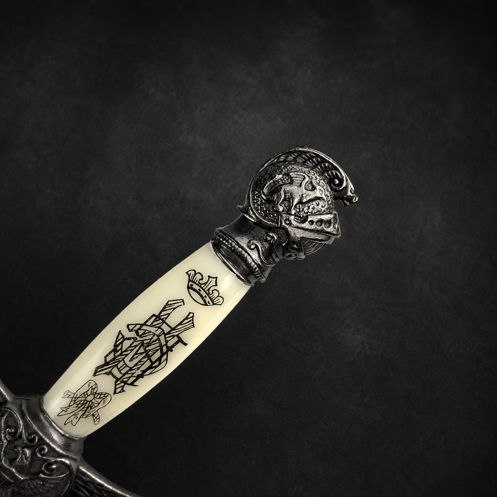 Engraved dagger pommel closeup | Knights Collection