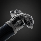 Silver double wolf head sword handle | Knight's Collection