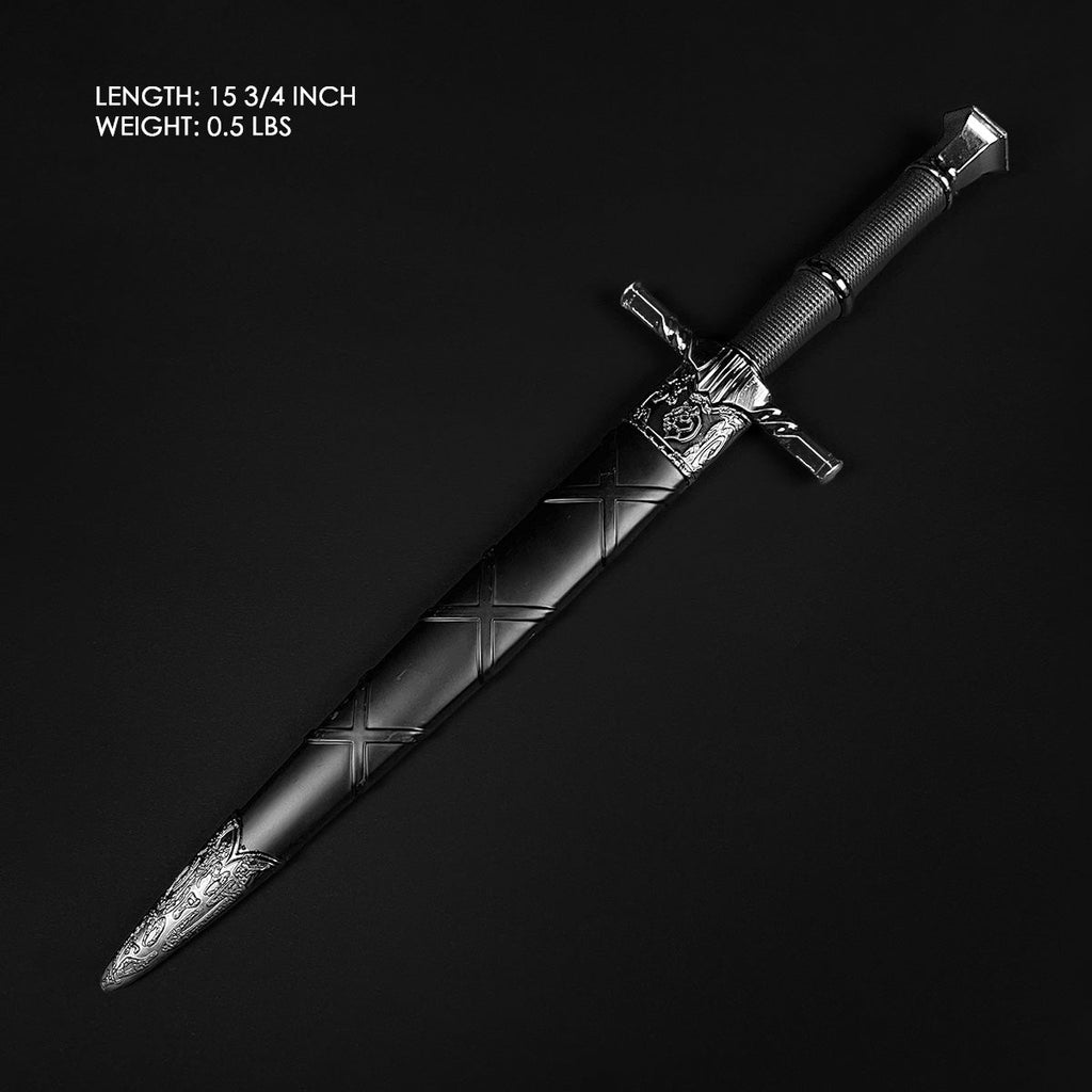 15 3/4" Black medieval dagger w/Black Plastic Scabbard