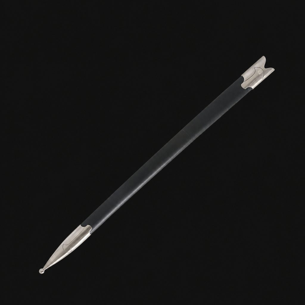 Black medieval scabbard with silver fittings | Knight's Collection