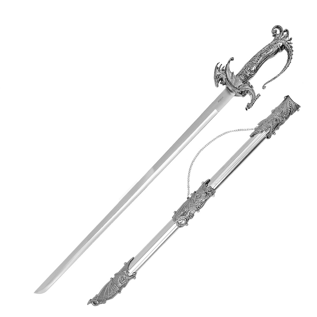 Saint George Medieval Dragon Sword – Decorative Replica Display Piece, Dull Blade Collectible, Knight Fantasy Sword for Cosplay, Home Decor and Collections