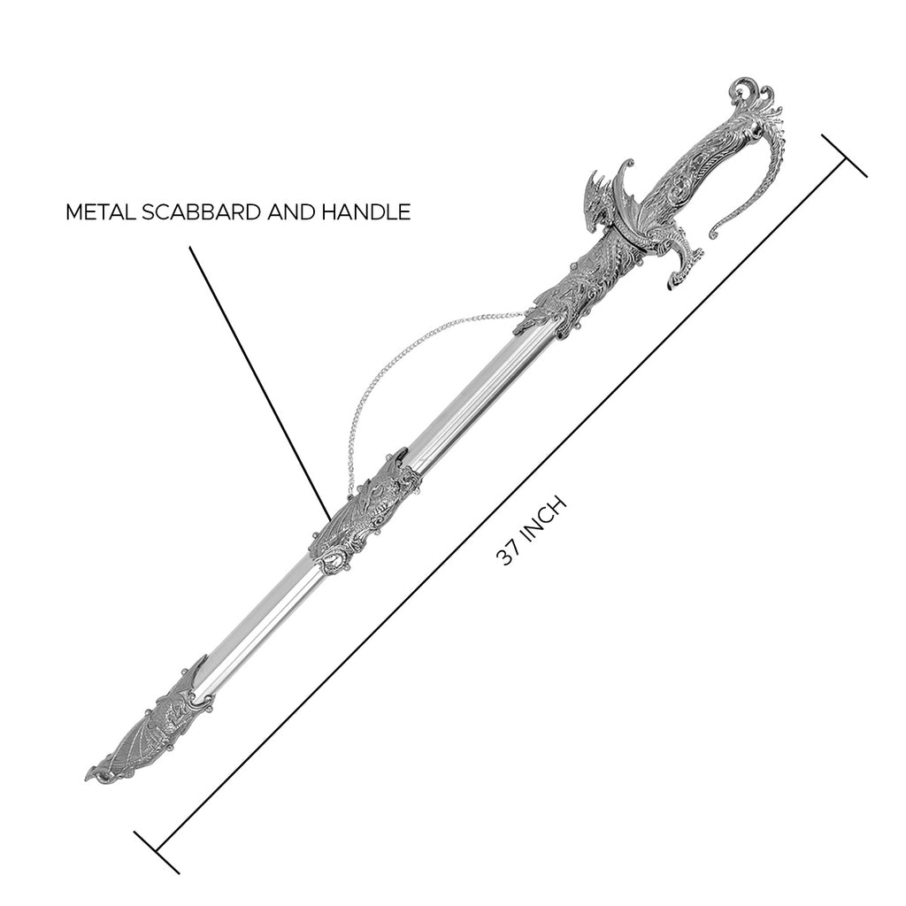 Saint George Medieval Dragon Sword – Decorative Replica Display Piece, Dull Blade Collectible, Knight Fantasy Sword for Cosplay, Home Decor and Collections