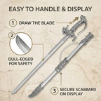 Saint George Medieval Dragon Sword – Decorative Replica Display Piece, Dull Blade Collectible, Knight Fantasy Sword for Cosplay, Home Decor and Collections