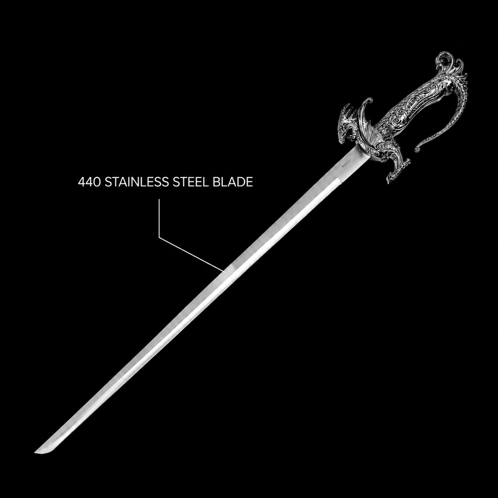 Saint George Medieval Dragon Sword – Decorative Replica Display Piece, Dull Blade Collectible, Knight Fantasy Sword for Cosplay, Home Decor and Collections