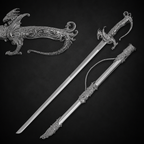 Saint George Medieval Dragon Sword – Decorative Replica Display Piece, Dull Blade Collectible, Knight Fantasy Sword for Cosplay, Home Decor and Collections
