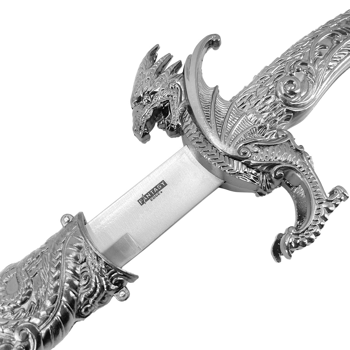 Saint George Medieval Dragon Sword – Decorative Replica Display Piece, Dull Blade Collectible, Knight Fantasy Sword for Cosplay, Home Decor and Collections