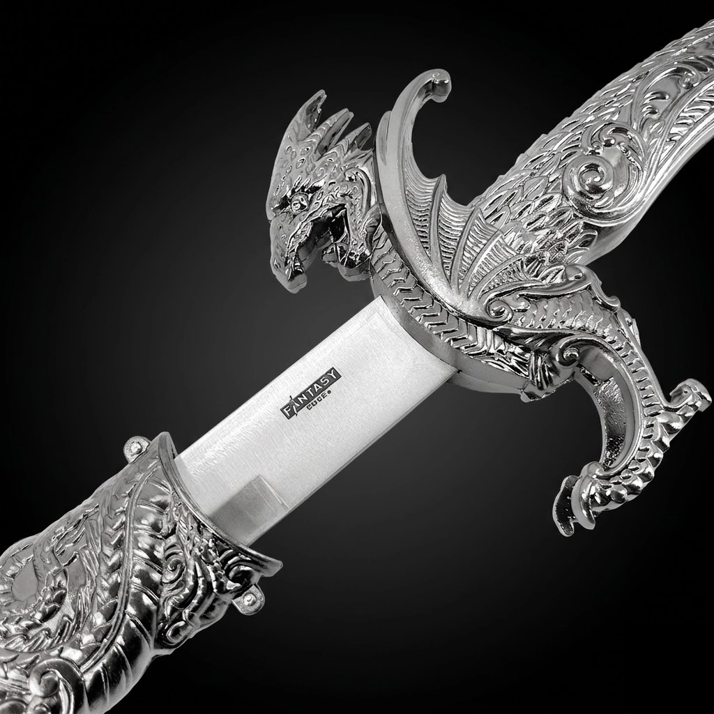 Saint George Medieval Dragon Sword – Decorative Replica Display Piece, Dull Blade Collectible, Knight Fantasy Sword for Cosplay, Home Decor and Collections