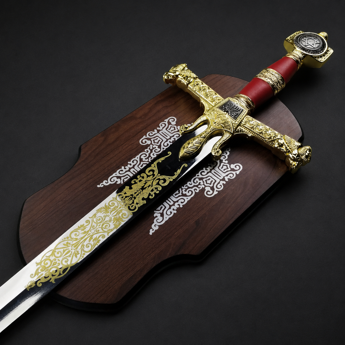 Ornate King Solomon sword on plaque | Knight's Collection