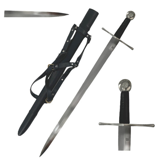 Knights Collection hand-forged battle ready medieval sword for sale with leather scabbard and crossguard