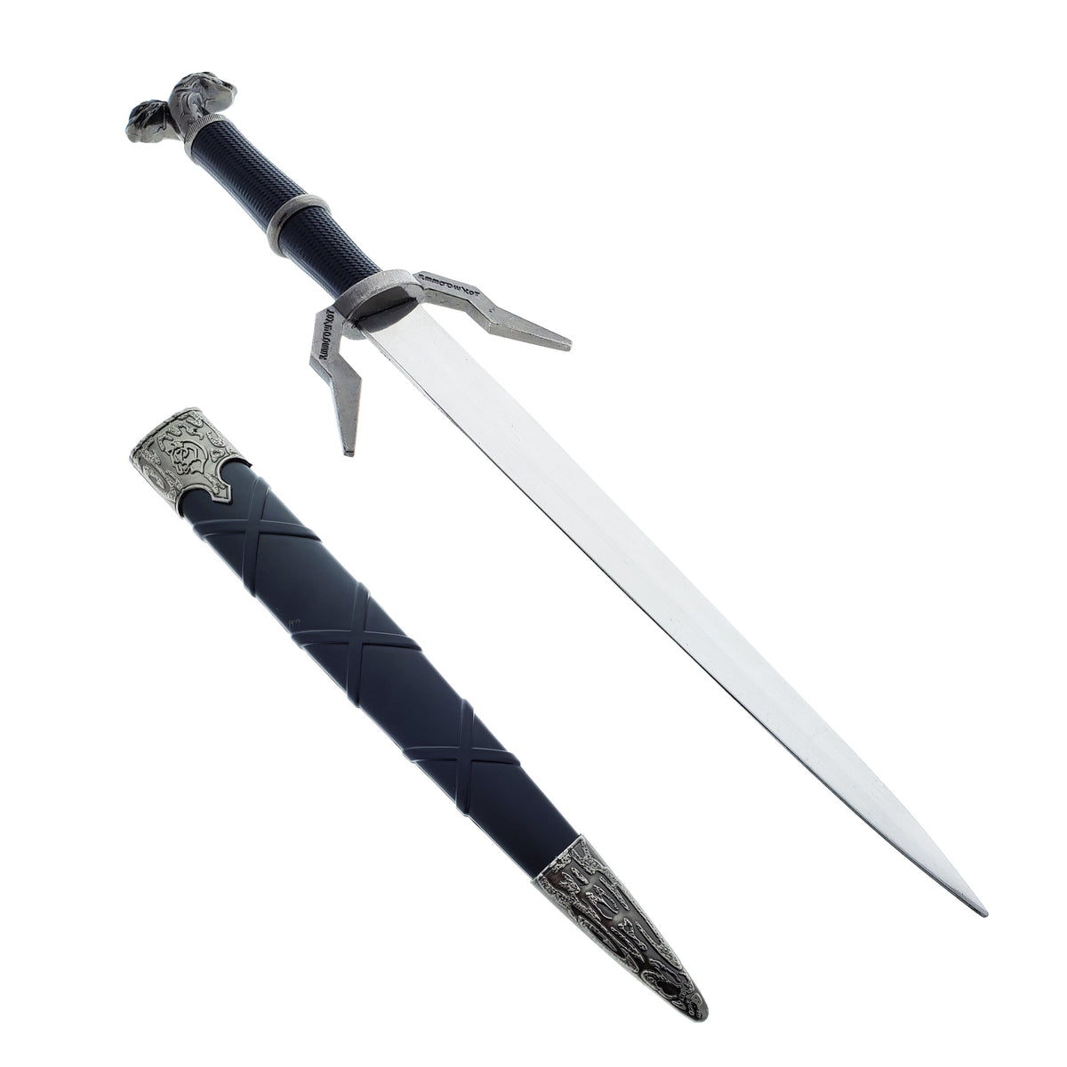 Black Medieval Sword with Two-Headed Snake Handle Decor – Knight's ...