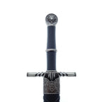 Black Wolf Head Medieval Dagger with Intricate Design and Decorative Handle