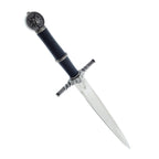 Black Wolf Head Medieval Dagger with Detailed Hilt and Sharp Stainless Steel Blade
