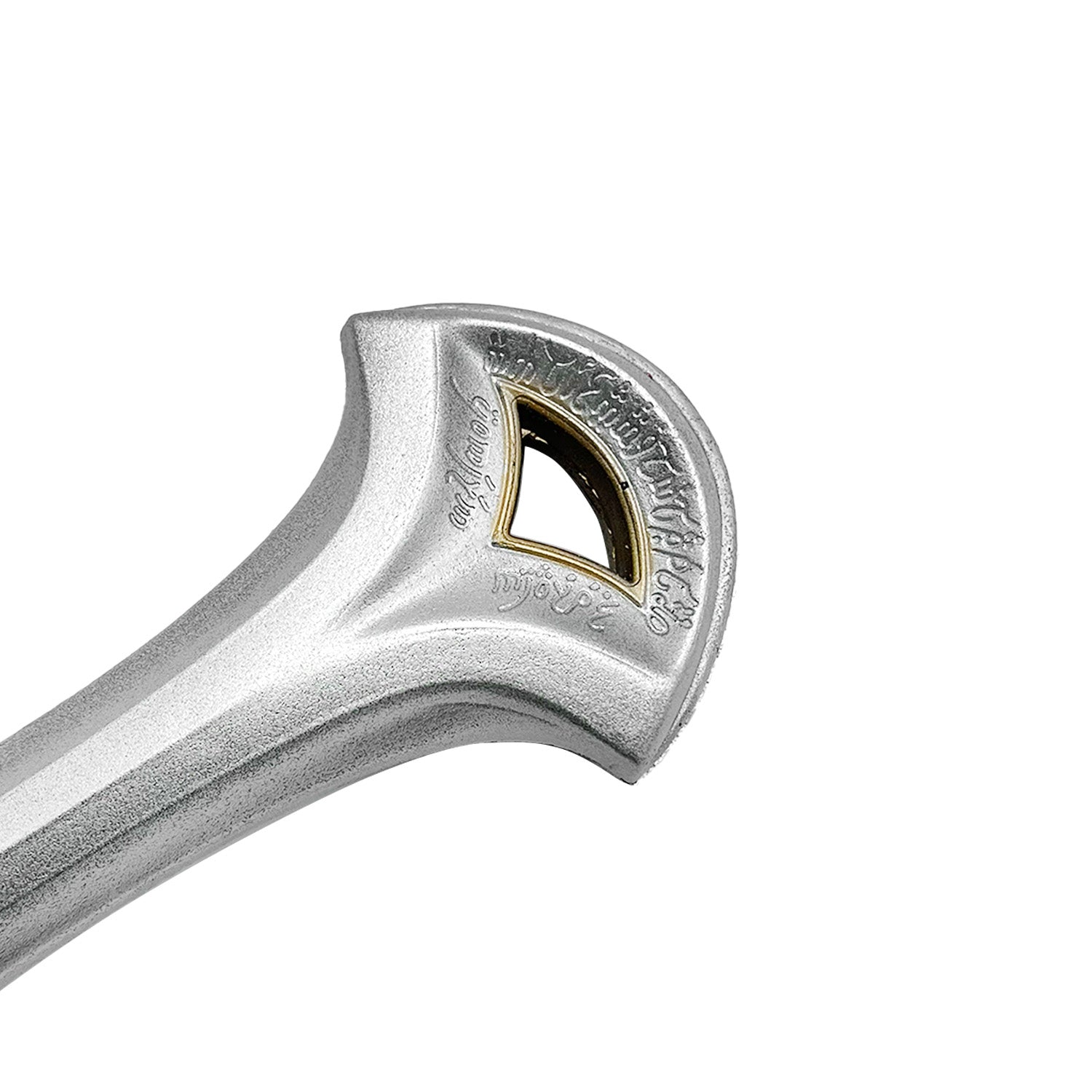 Close-up of Knight's Collection Cosplay Foam Medieval Sword with detailed hilt design in silver