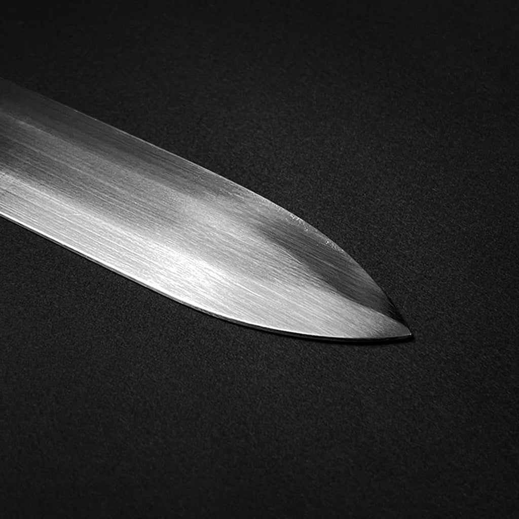 Close-up of sharp blade tip of decorative Excalibur medieval sword by Knight Collections