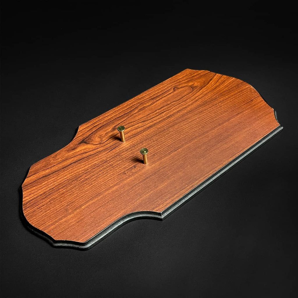 Wooden display plaque with mounting screws for decorative Excalibur Medieval sword by Knight Collections