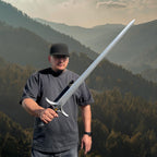Knight's Collection Fantasy Foam Power Sword held by a person against a mountainous landscape
