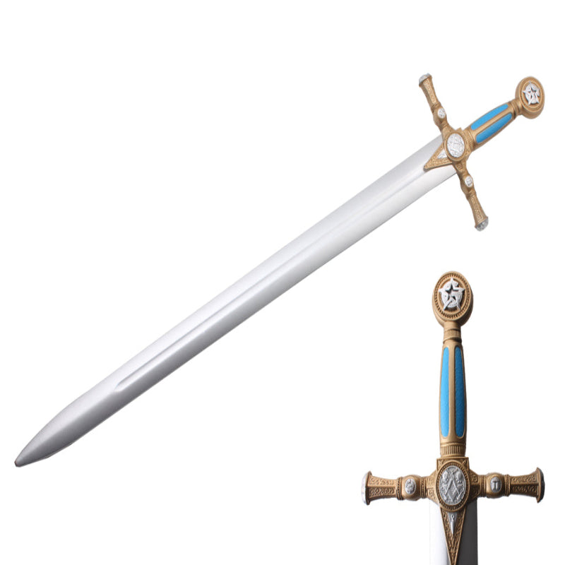 Foam Masonic Teal Sword with detailed handle and silver blade for safe play and cosplay