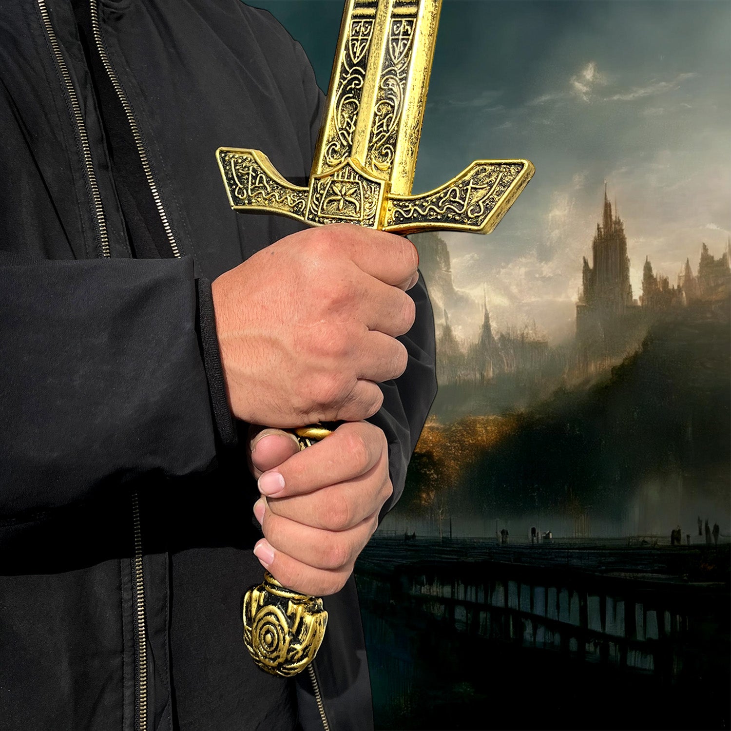 Knight's Collection Foam Medieval Fantasy Sword with ornate golden hilt, perfect for imaginative play