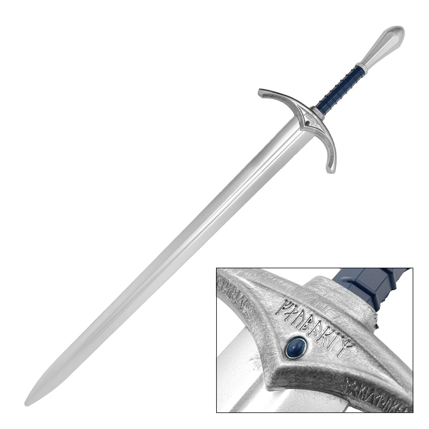 Knight's Collection Foam Ring Medieval Sword - Safe For Cosplay with a silver blade and detailed grip